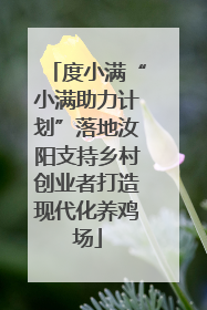 度小满“小满助力计划”落地汝阳支持乡村创业者打造现代化养鸡场